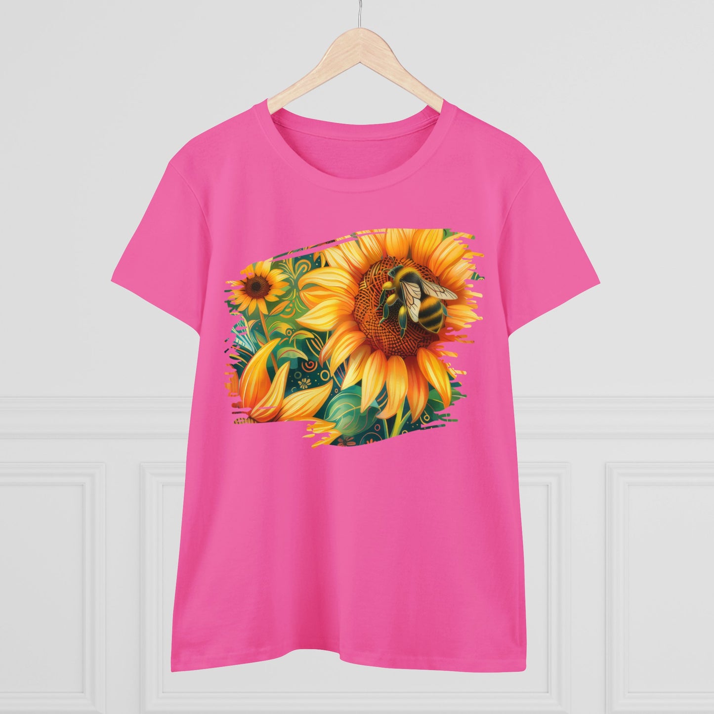 Sunflowers and Bee - Women's Midweight Cotton Tee