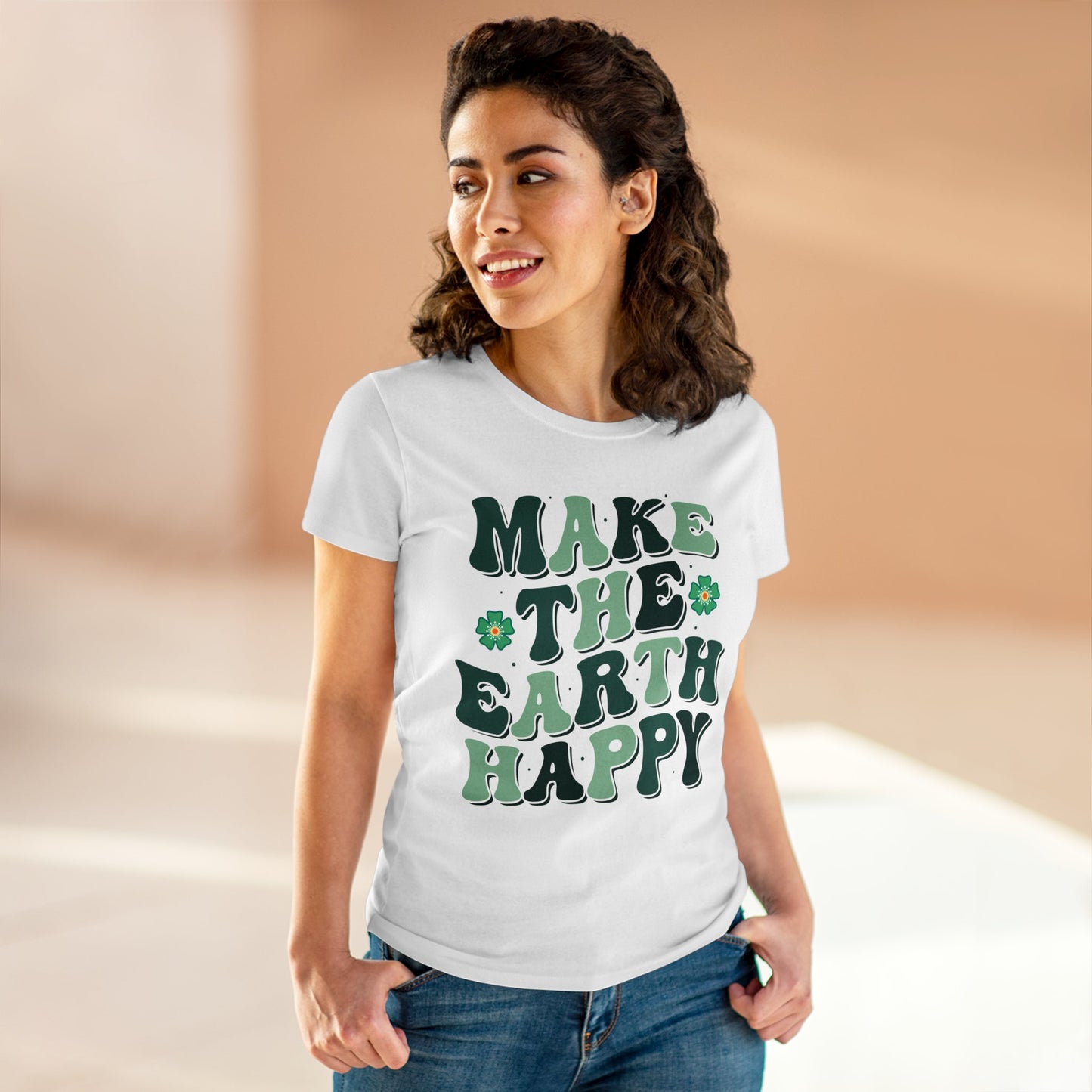 Make the Earth Happy - Gardening - Women's Midweight Cotton Tee