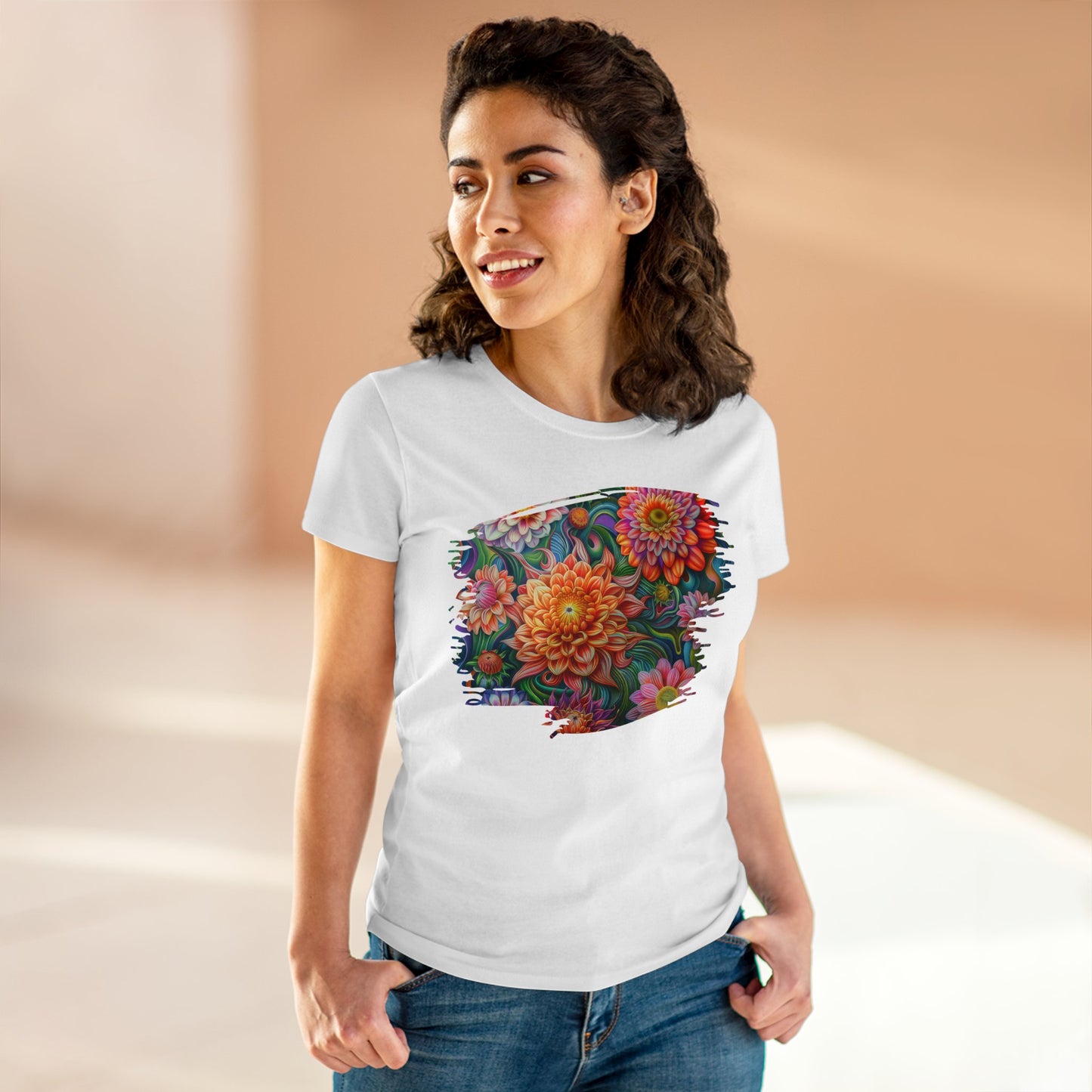 Pastel Flowers - Women's Midweight Cotton Tee