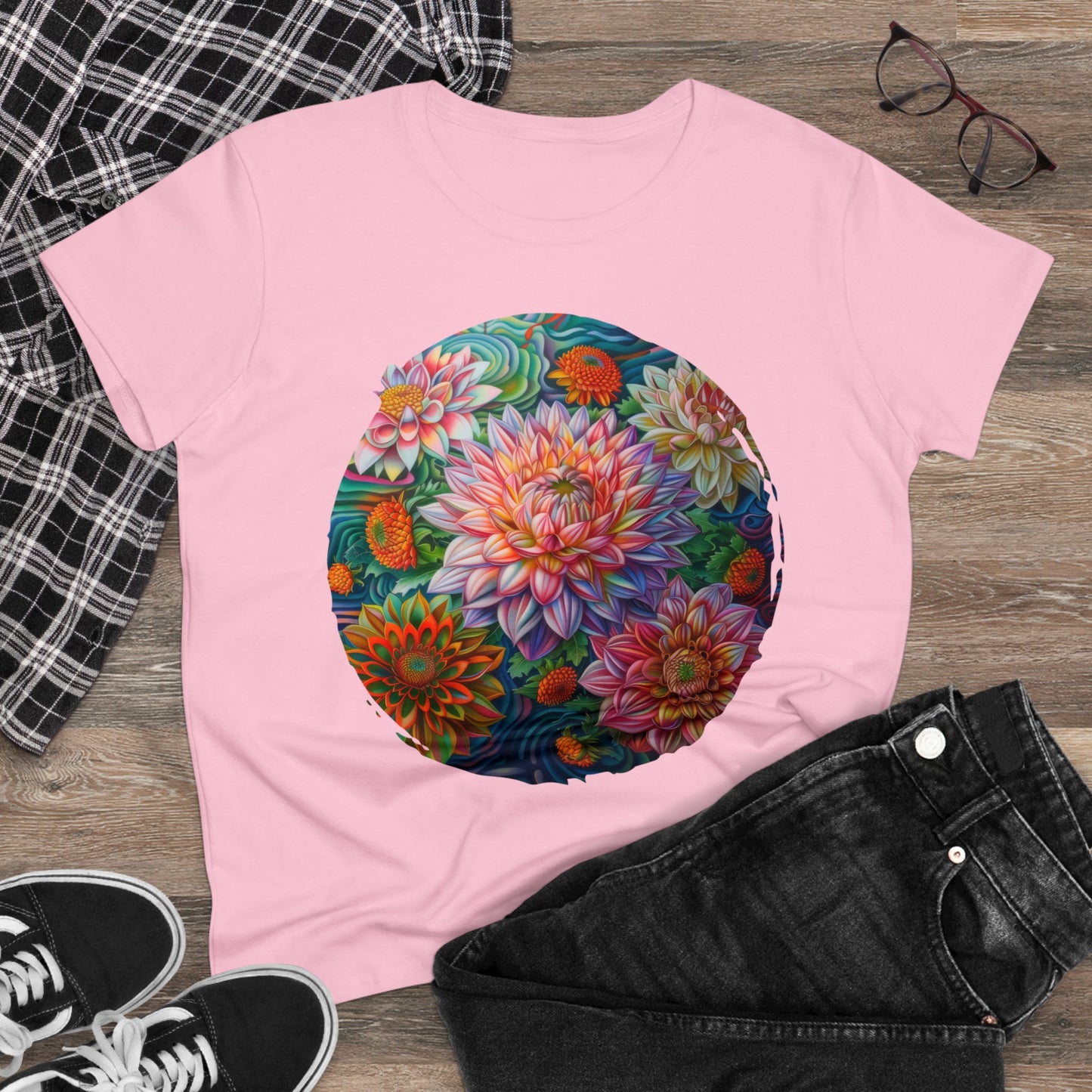 Pastel Flowers - Women's Midweight Cotton Tee