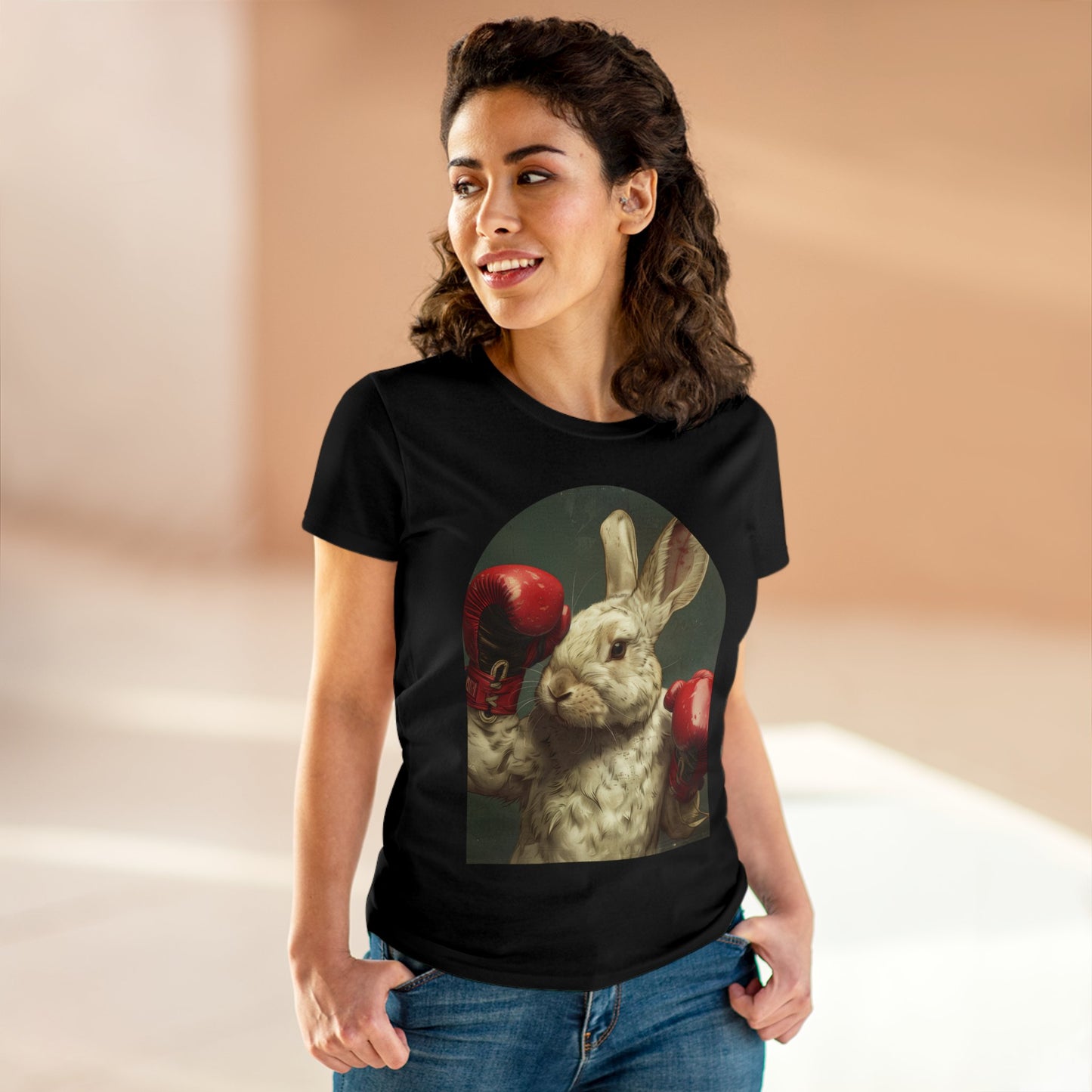 Boxing Rabbit - Women's Midweight Cotton Tee