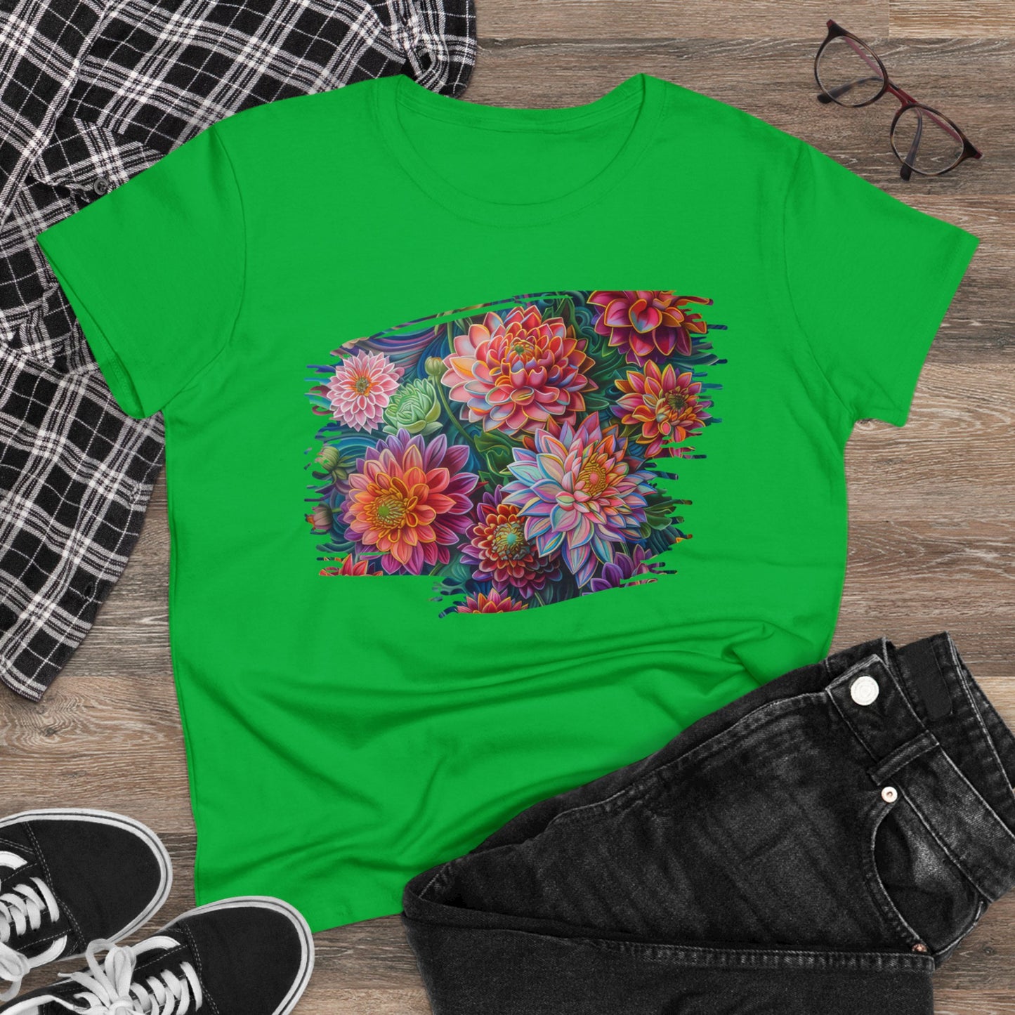 Pastel Flowers - Women's Midweight Cotton Tee