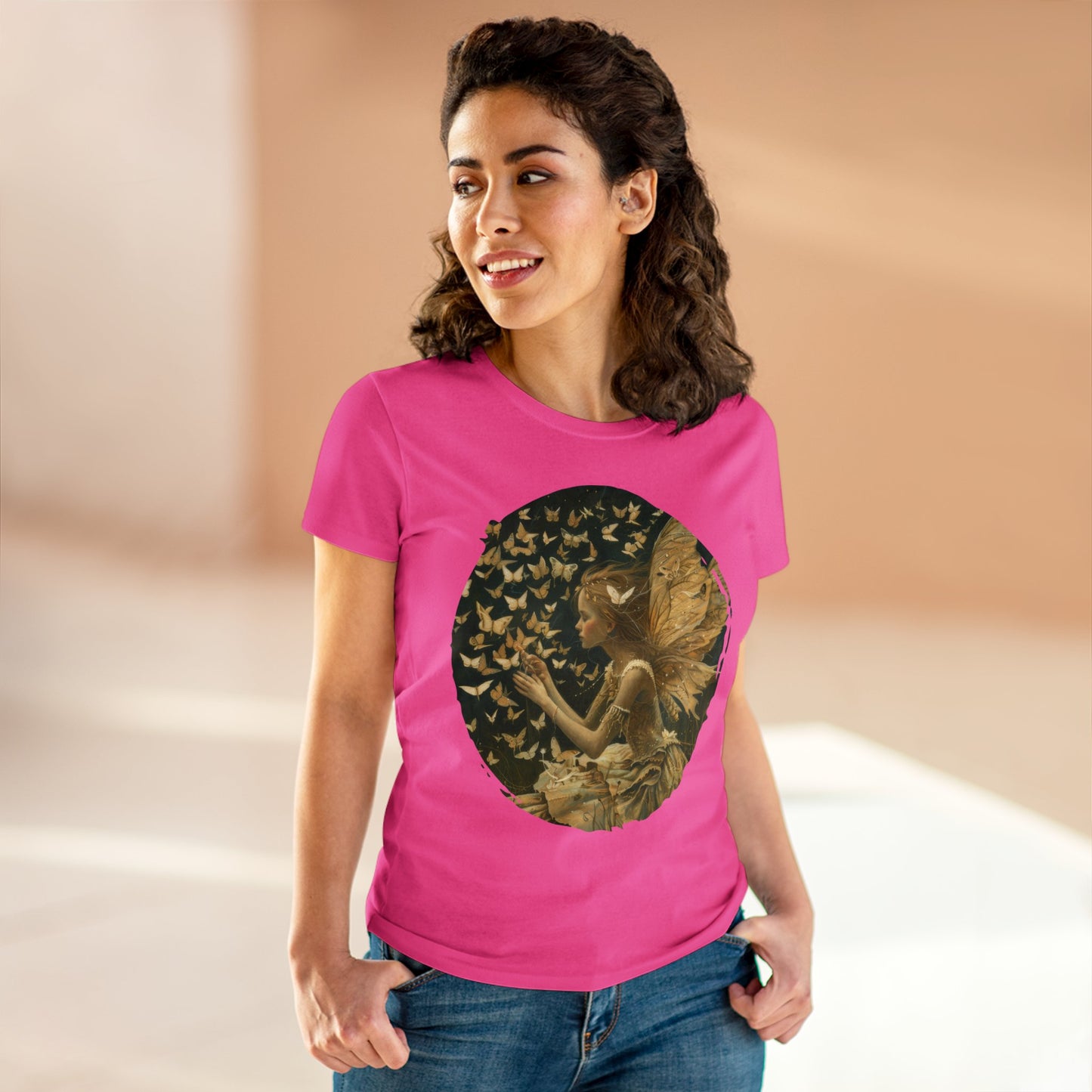 Fairy and Butterflies - Fantasy - Women's Midweight Cotton Tee