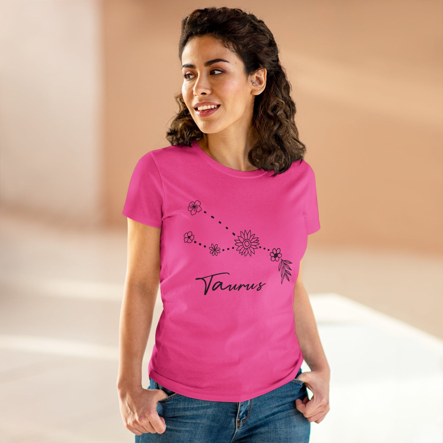 Flower Constellation - Taurus - Astrology - Women's Midweight Cotton Tee