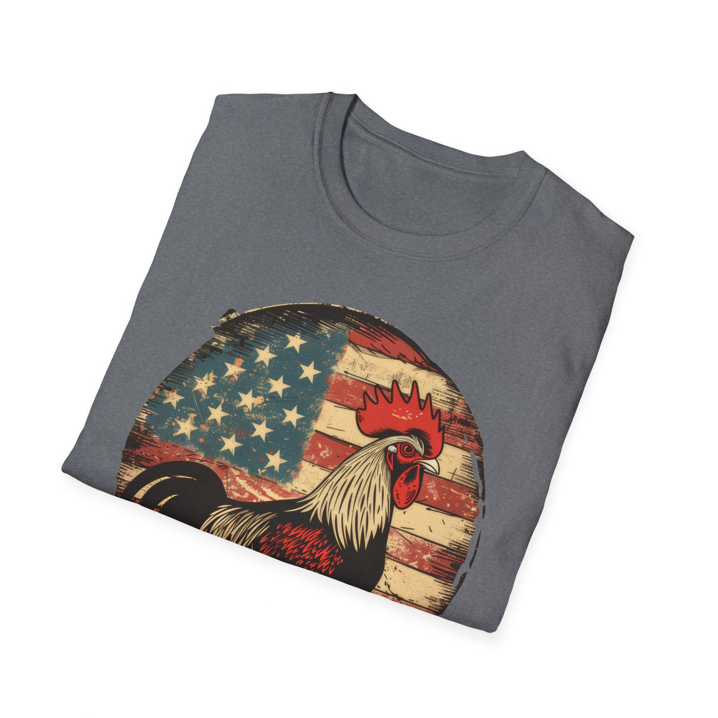 Rooster and Flag - Unisex Softstyle T-Shirt