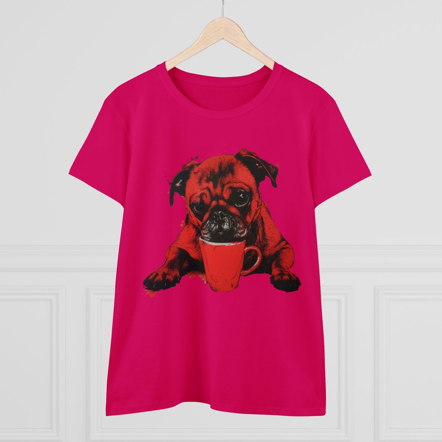 Dog Likes Coffee - Women's Midweight Cotton Tee